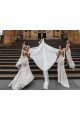 A-Line V-Neck Soft Chiffon Long Champagne Bridesmaid Dress Sydney