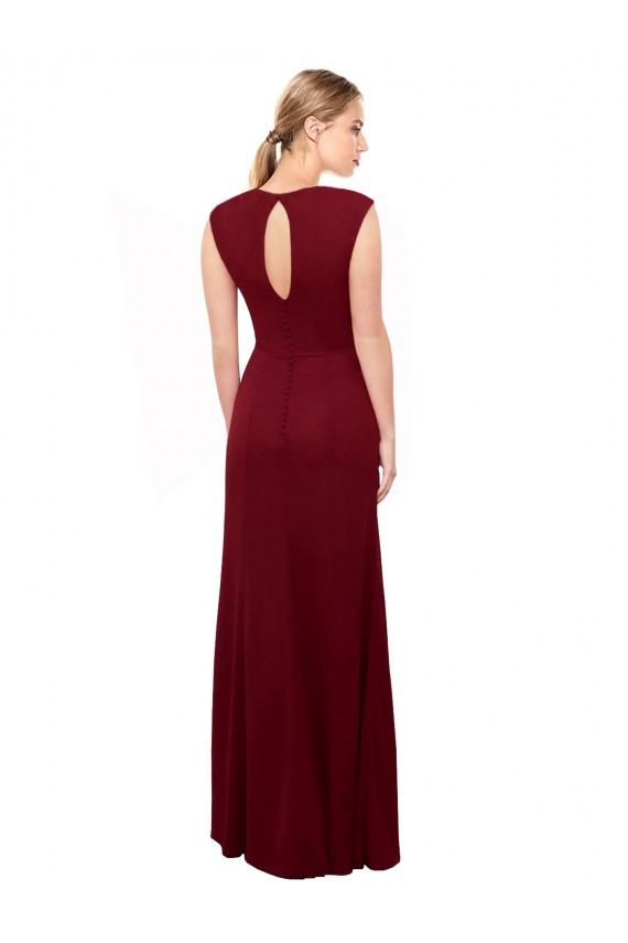 Mermaid High Neck Soft Chiffon Long Burgundy Prom Dress / Bridesmaid Dress Sydney