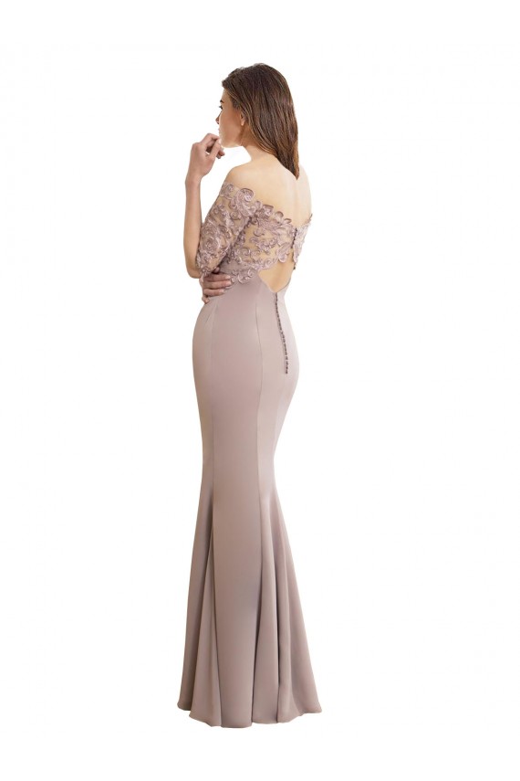 Mermaid High Neck Soft Chiffon & Lace Long Bridesmaid Dress Sydney