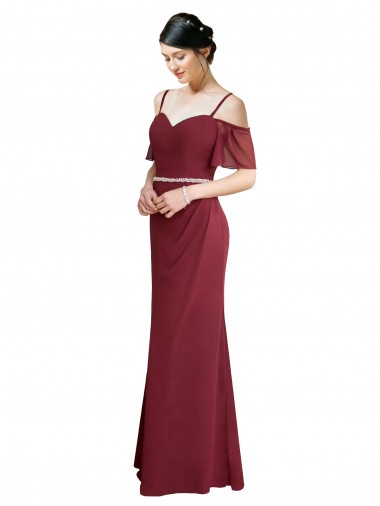 A-Line Sweetheart Soft Chiffon Long Burgundy Bridesmaid Dress Sydney