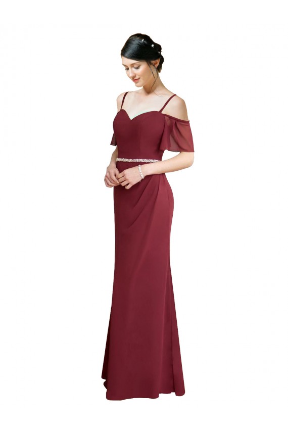 A-Line Sweetheart Soft Chiffon Long Burgundy Bridesmaid Dress Sydney