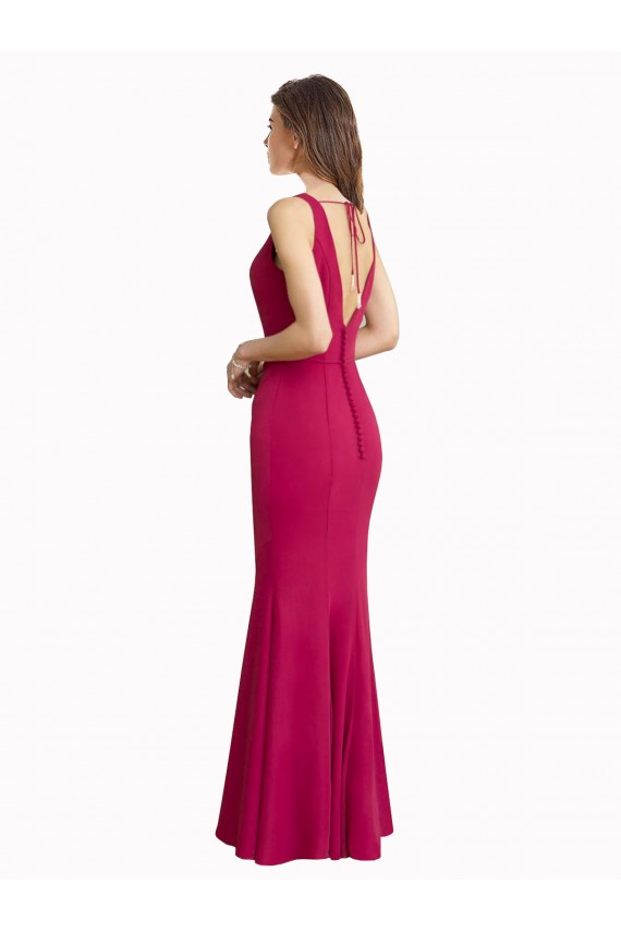 Mermaid High Neck Soft Chiffon Long Red Prom Dress / Bridesmaid Dress Sydney