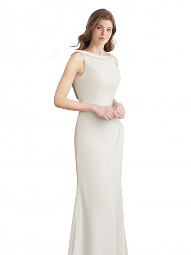 Mermaid High Neck Soft Chiffon & Satin Long Bridesmaid Dress Sydney