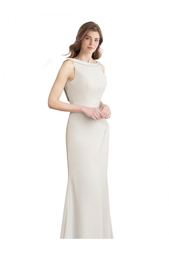 Mermaid High Neck Soft Chiffon & Satin Long Bridesmaid Dress Sydney