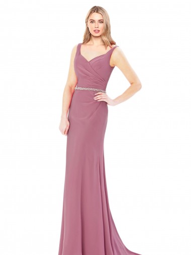 Sheath High Neck Soft Chiffon Long Prom Dress / Bridesmaid Dress Sydney