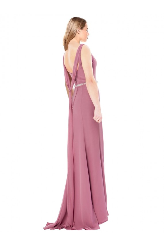 Sheath High Neck Soft Chiffon Long Prom Dress / Bridesmaid Dress Sydney
