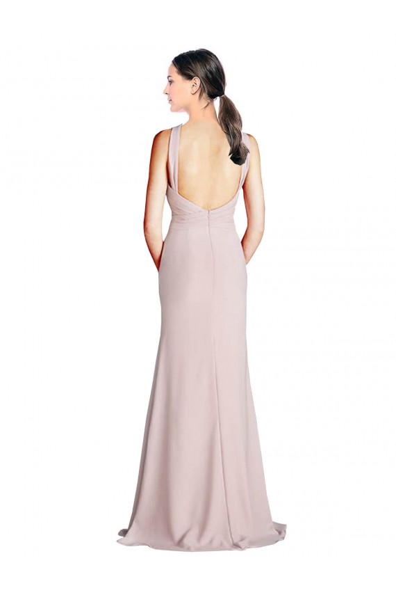 Sheath High Neck Soft Chiffon Long Bridesmaid Dress Sydney