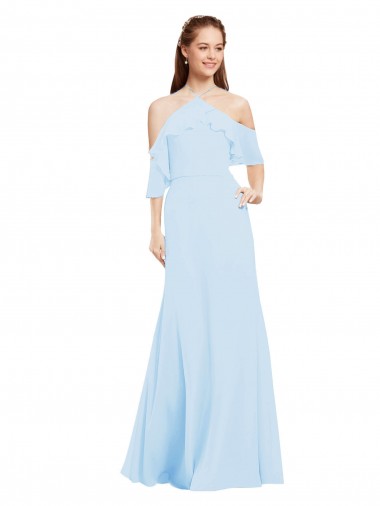 A-Line Halter Neck Soft Chiffon Long Light Sky Blue Formal Dress / Bridesmaid Dress Sydney