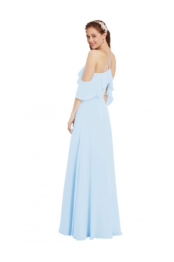 A-Line Halter Neck Soft Chiffon Long Light Sky Blue Formal Dress / Bridesmaid Dress Sydney