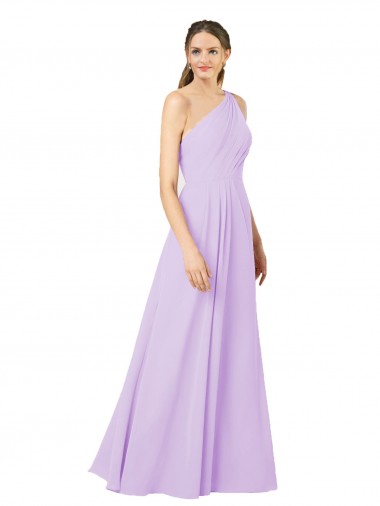 Sheath One Shoulder Soft Chiffon Long Lilac Formal Evening Gown / Bridesmaid Dress Sydney