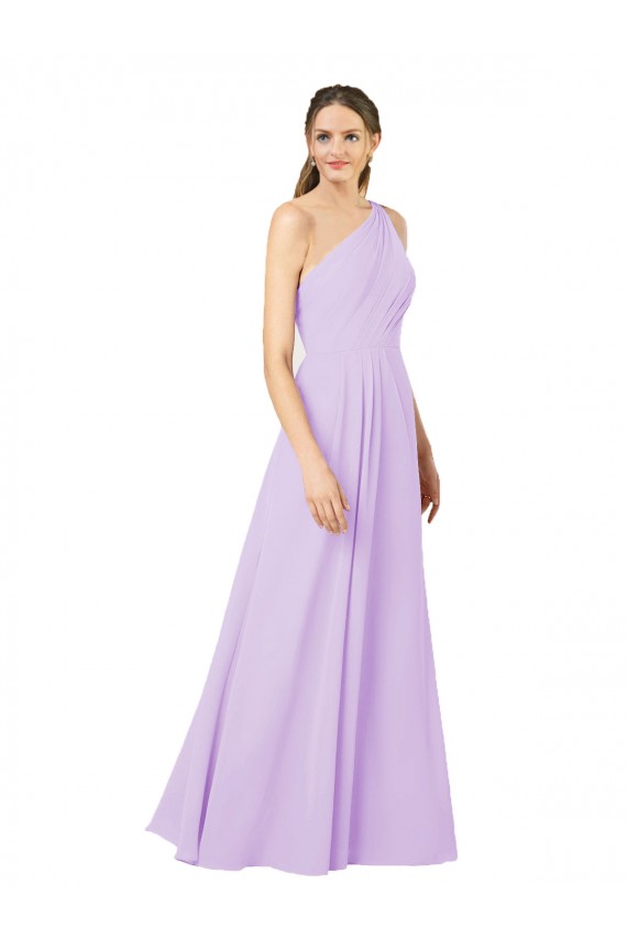 Sheath One Shoulder Soft Chiffon Long Lilac Formal Evening Gown / Bridesmaid Dress Sydney