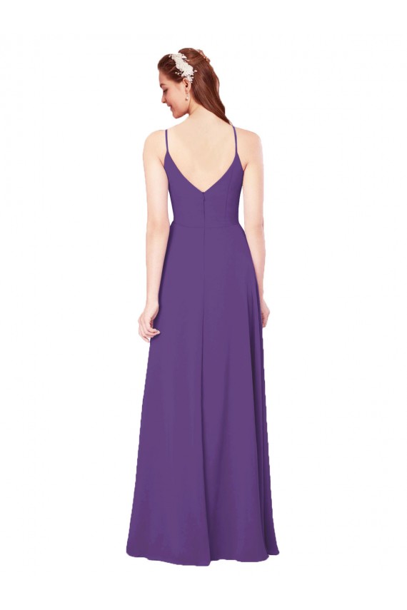 Sheath High Neck Soft Chiffon Long Plum Purple Bridesmaid Dress Sydney