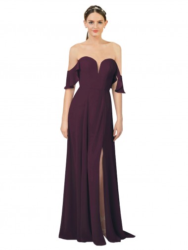 Sheath Sweetheart Soft Chiffon Long Grape Formal Dress / Bridesmaid Dress Sydney