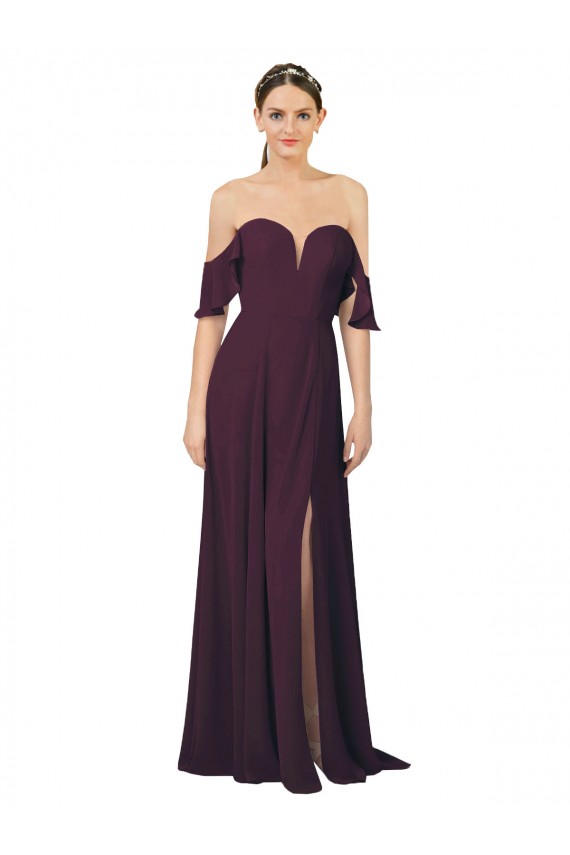 Sheath Sweetheart Soft Chiffon Long Grape Formal Dress / Bridesmaid Dress Sydney