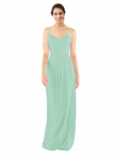 Sheath V-Neck Soft Chiffon Long Mint Green Bridesmaid Dress Sydney
