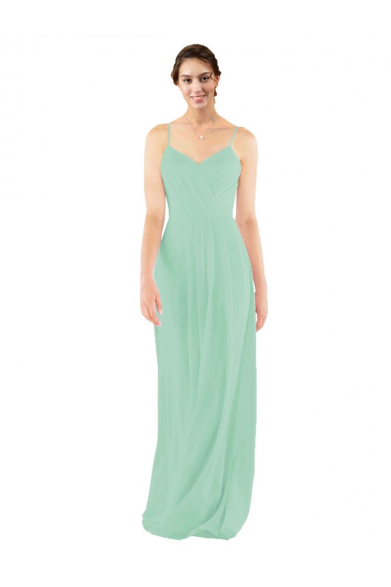 Sheath V-Neck Soft Chiffon Long Mint Green Bridesmaid Dress Sydney