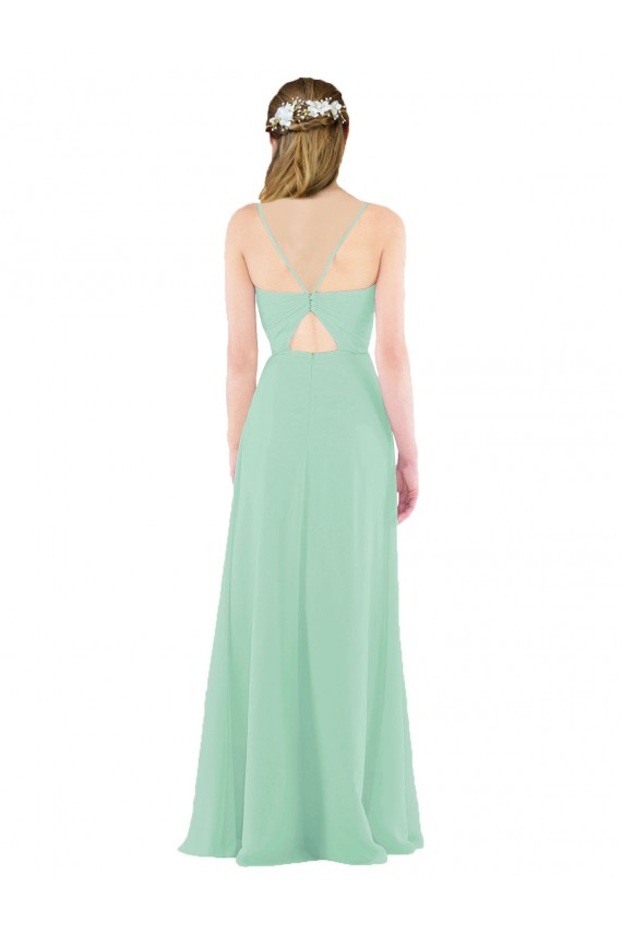 Sheath V-Neck Soft Chiffon Long Mint Green Bridesmaid Dress Sydney