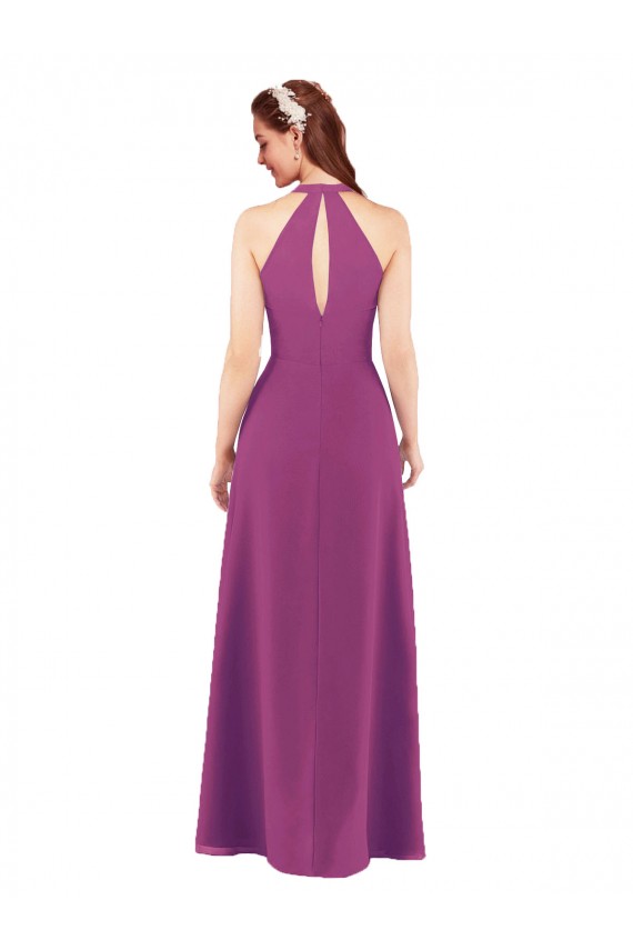 Sheath V-Neck Soft Chiffon Long Wild Berry Bridesmaid Dress Sydney