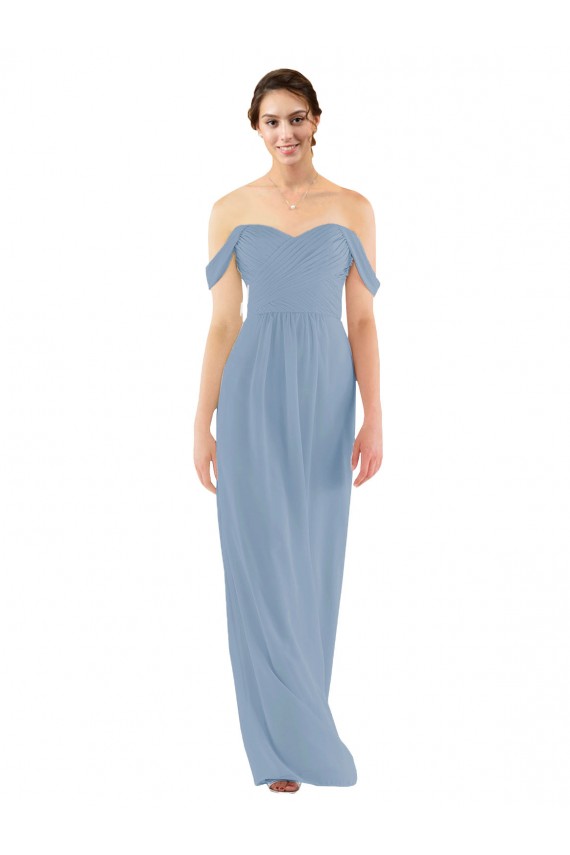 Sheath Sweetheart Soft Chiffon Long Dusty Blue Bridesmaid Dress Sydney