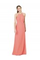 Sheath Halter Neck Soft Chiffon Long Desert Rose Bridesmaid Dress Sydney