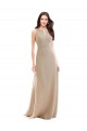 A-Line High Neck Soft Chiffon Long Champagne Bridesmaid Dress Sydney