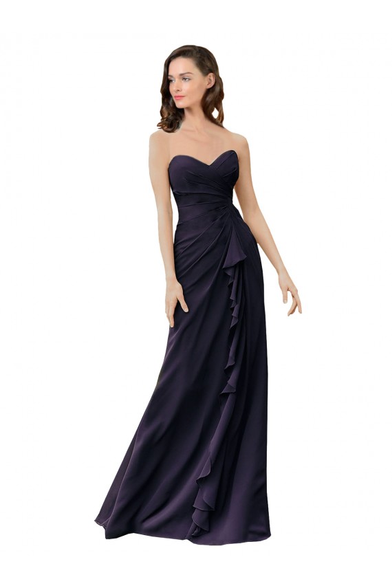 Sheath Sweetheart Soft Chiffon Long Dark Navy Bridesmaid Dress Sydney
