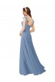 A-Line V-Neck Soft Chiffon Long Pink Bridesmaid Dress Sydney
