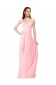 A-Line V-Neck Soft Chiffon Long Pink Bridesmaid Dress Sydney