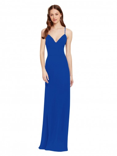 A-Line V-Neck Soft Chiffon Long Royal Blue Bridesmaid Dress / Formal Dress Sydney