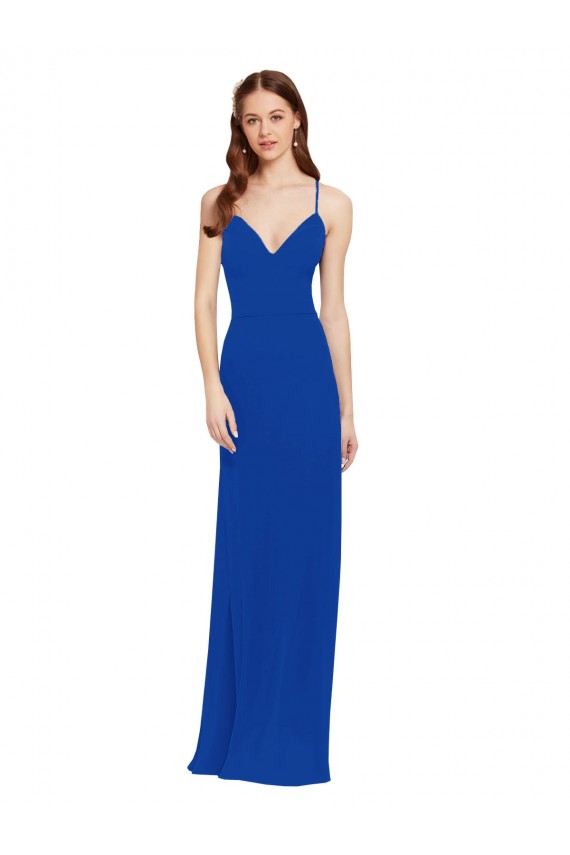 A-Line V-Neck Soft Chiffon Long Royal Blue Bridesmaid Dress / Formal Dress Sydney