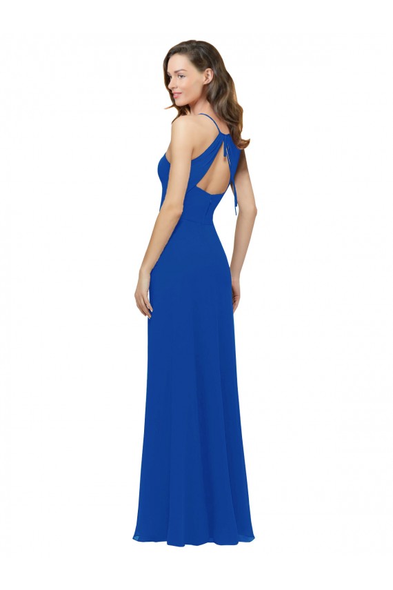 A-Line V-Neck Soft Chiffon Long Royal Blue Bridesmaid Dress / Formal Dress Sydney