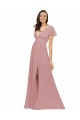 A-Line V-Neck Chiffon Long Dusty Pink Bridesmaid Dress / Evening Dress Sydney