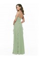 A-Line V-Neck Soft Chiffon Long Smoke Green Bridesmaid Dress Sydney