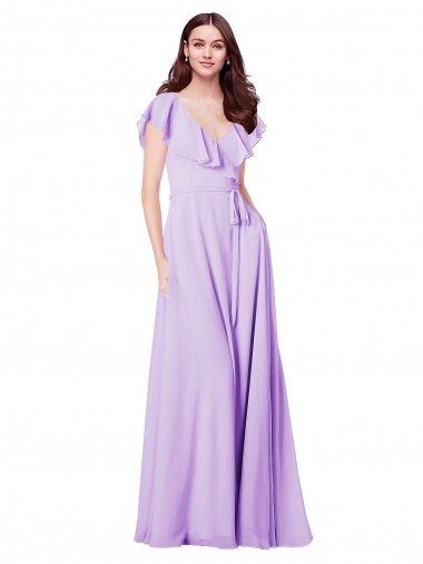 A-Line V-Neck Soft Chiffon Long Lilac Bridesmaid Dress / Formal Dress Sydney