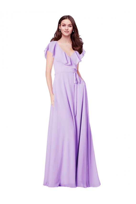 A-Line V-Neck Soft Chiffon Long Lilac Bridesmaid Dress / Formal Dress Sydney