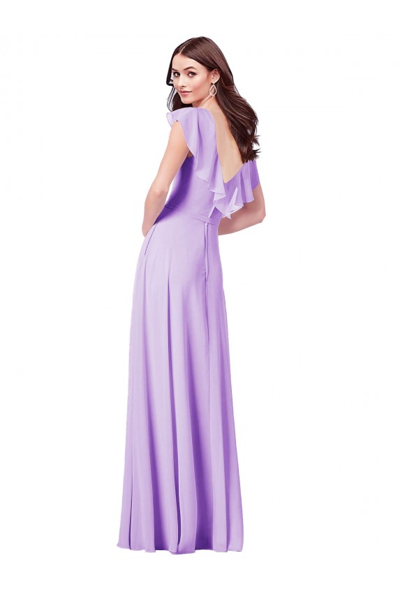 A-Line V-Neck Soft Chiffon Long Lilac Bridesmaid Dress / Formal Dress Sydney