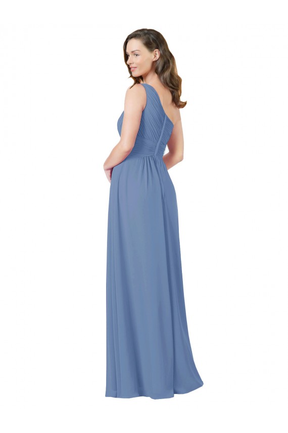 Sheath One Shoulder Soft Chiffon Long Windsor Blue Bridesmaid Dress Sydney