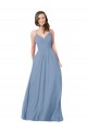 A-Line V-Neck Chiffon Long Dusty Blue Bridesmaid Dress / Evening Dress Sydney