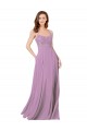 A-Line Spaghetti Straps Soft Chiffon & Lace Long Dark Lavender Bridesmaid Dress Sydney