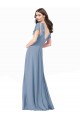 A-Line V-Neck Soft Chiffon Long Dusty Blue Black Tie Prom Dress / Bridesmaid Dress Sydney