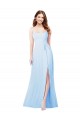 Sheath Square Neck Soft Chiffon Long Light Sky Blue Bridesmaid Dress Sydney