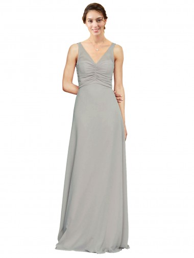 A-Line Sweetheart Soft Chiffon Long Silver Bridesmaid Dress Sydney