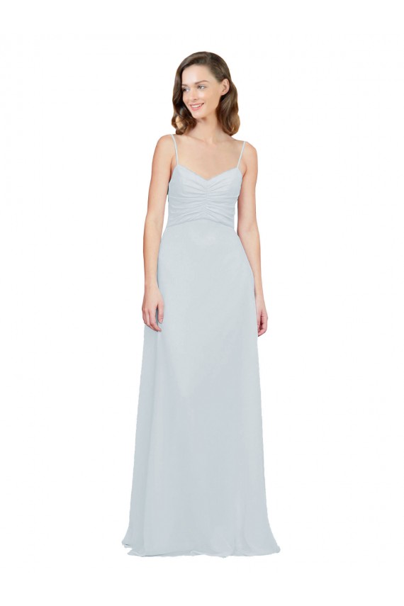 A-Line Spaghetti Straps Soft Chiffon Long Frost Bridesmaid Dress Sydney
