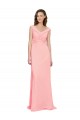 A-Line V-Neck Soft Chiffon Long Salmon Bridesmaid Dress Sydney