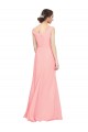 A-Line V-Neck Soft Chiffon Long Salmon Bridesmaid Dress Sydney