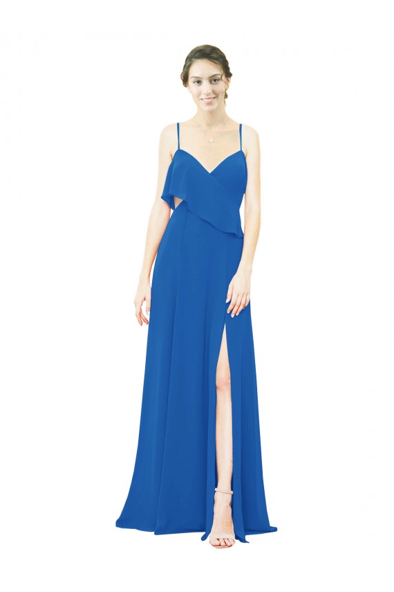 A-Line Spaghetti Straps Soft Chiffon Long Royalty Bridesmaid Dress Sydney