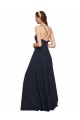 A-Line V-Neck Soft Chiffon Long Dark Navy Bridesmaid Dresses Sydney
