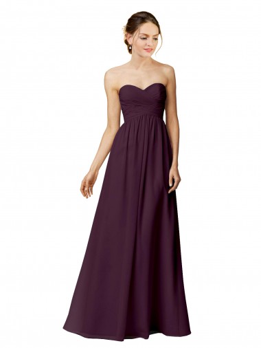 A-Line Strapless Chiffon Long Grape Bridesmaid Dress / Evening Dress Sydney