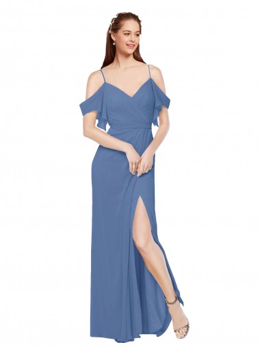 A-Line Sweetheart Soft Chiffon Long Windsor Blue Bridesmaid Dress Sydney