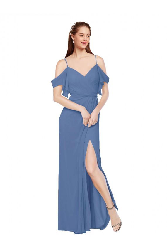 A-Line Sweetheart Soft Chiffon Long Windsor Blue Bridesmaid Dress Sydney